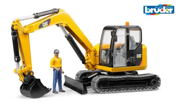 BRUDER CAT Mini telakaivinkone ja B-World hahmo,02466