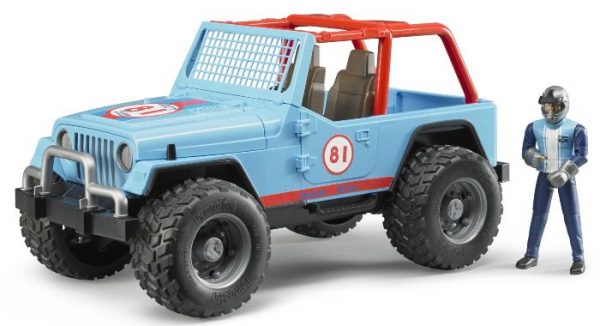 BRUDER  02541 sininen Jeep Cross Country Racer ja kuljettaja