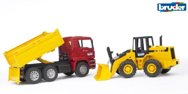 BRUDER 02752 MAN TGA Kuorma-auto ja FR130 pyöräkuormaaja