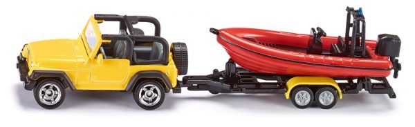 SIKU Jeep Wrangler ja Vene Trailerilla 1658