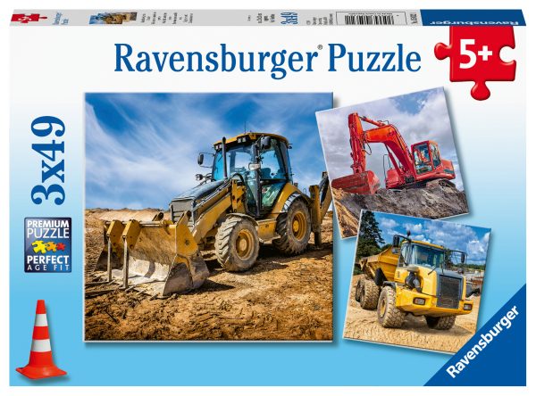 Rakennusajoneuvot, palapeli 3x49 palaa, Ravensburger