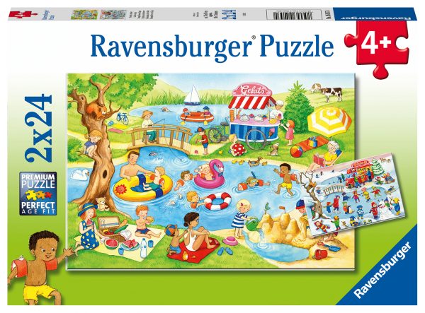 Järvessä uiminen, palapeli 2x24 palaa, Ravensburger