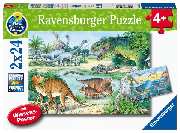 Esihistorialliset dinosaurukset, palapeli 2x24 palaa, Ravensburger