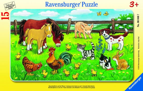 Ravensburger Frame Puzzle 15 pc Farm Animals in the Meadow