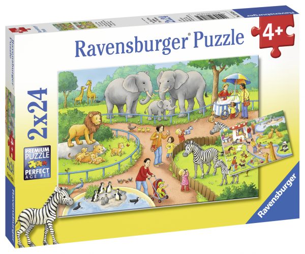 Päivä eläintarhassa, palapeli 2x24 palaa, Ravensburger