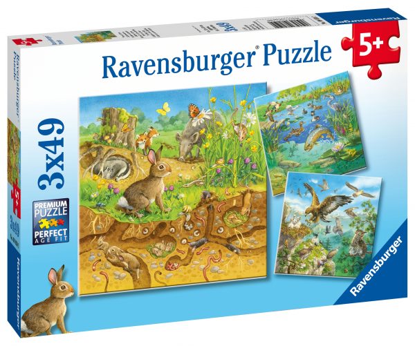 Villieläimiä, palapeli 3x49 palaa, Ravensburger