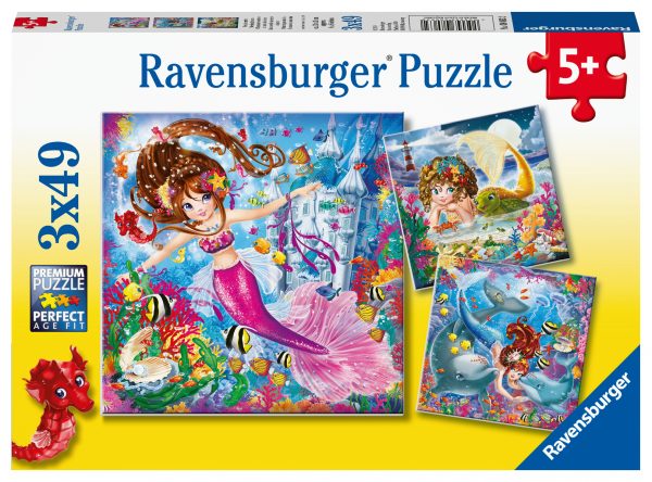 Kauniita merenneitoja, palapeli 3x49 palaa, Ravensburger