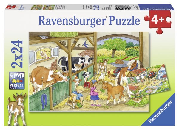 Päivä maatilalla, palapeli 2×24 palaa, Ravensburger