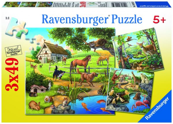 Eläimet, palapeli 3x49 palaa, Ravensburger