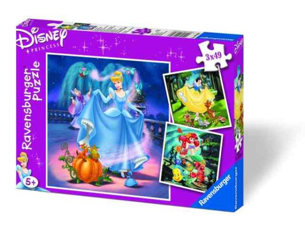 Lumikki, Tuhkimo ja Ariel, palapeli 3x49 palaa, Ravensburger