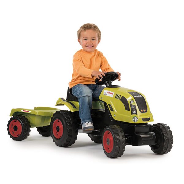 Smoby Claas Farmer XL Polkutraktori ja peräkärry vaal.vihreä - Image 5