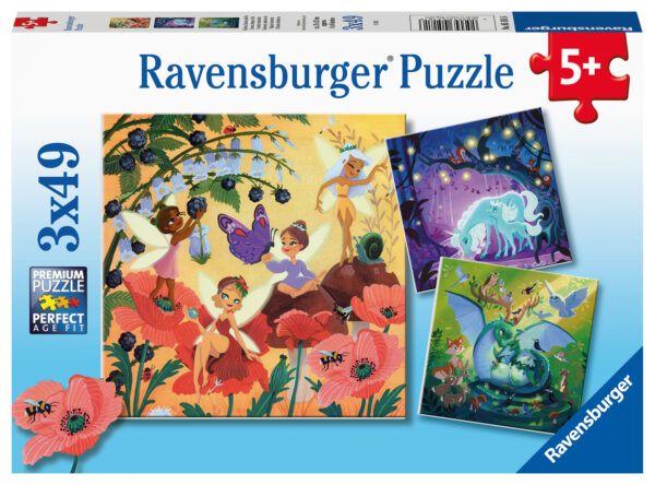 Maagisia hahmoja, palapeli 3x49 palaa, Ravensburger