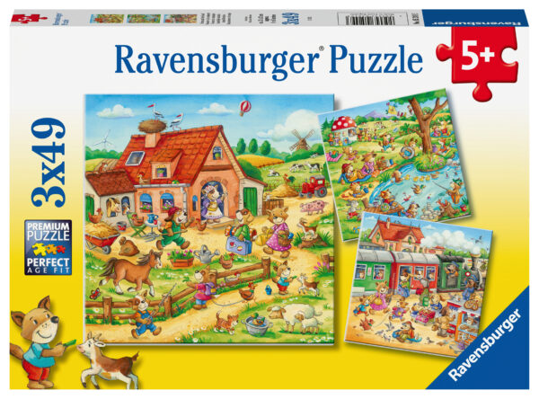 Loma maalla, palapeli 3x49 palaa, Ravensburger