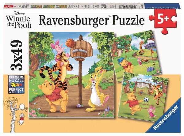 Nalle Puh - Urheilupäivä, palapeli 3x49 palaa, Ravensburger