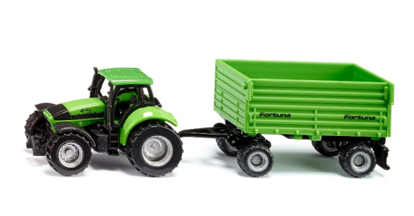 SIKU 1606 DEUTZ-FAHR traktori FORTUNA 4-pyöräisellä peräkärryllä