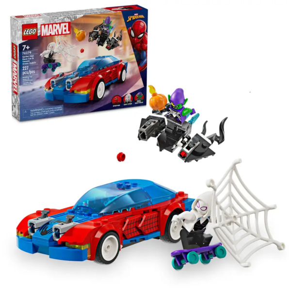 LEGO Super Heroes Spider-Manin kilpa-auto ja Venomin Vihreä Menninkäine n76279