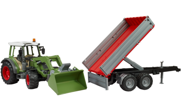 BRUDER 02182 Fendt Vario 211 etukuormaajalla ja kippiperäkärryllä