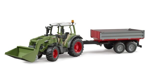 BRUDER 02182 Fendt Vario 211 etukuormaajalla ja kippiperäkärryllä - Image 2