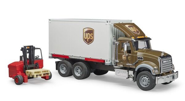 BRUDER 02828 UPS Mack jakelurekka, trukki ja tarvikkeet