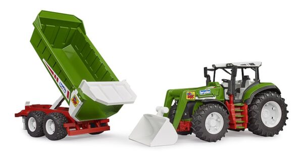 BRUDER 03452 ROADMAX traktori etukuormaajalla ja peräkärryllä