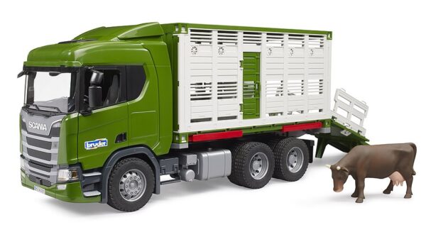 BRUDER 03548 Scania Super 560R Eläinkuljetusauto+1 lehmä