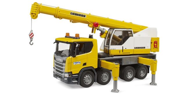BRUDER 03571 Scania Super 560R Liebherr Nosturiauto äänellä ja valolla
