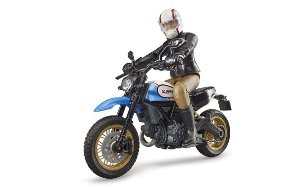 BRUDER 63051 Ducati Scrambler Desert Sled moottoripyörä ja hahmo