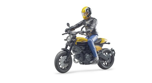 BRUDER 63053 Ducati Scrambler Full Throttle moottoripyörä ja hahmo