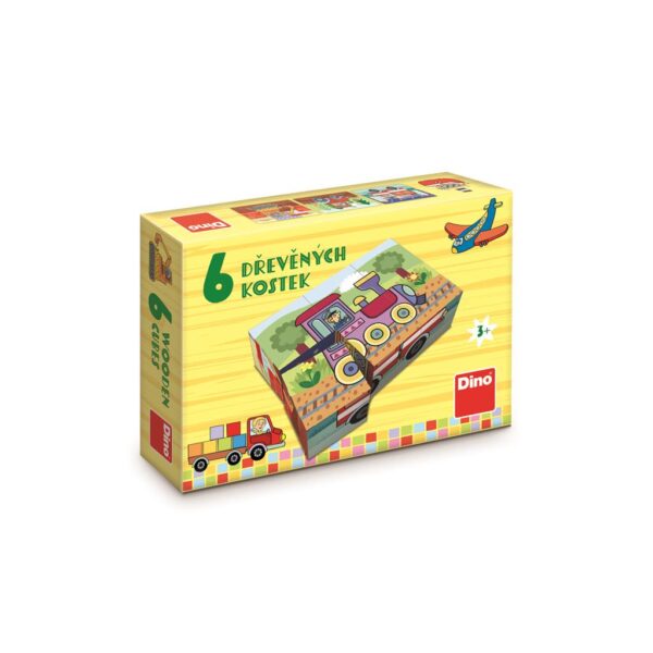 Ajoneuvot, 6 palaa, kuutiopalapeli, Dino