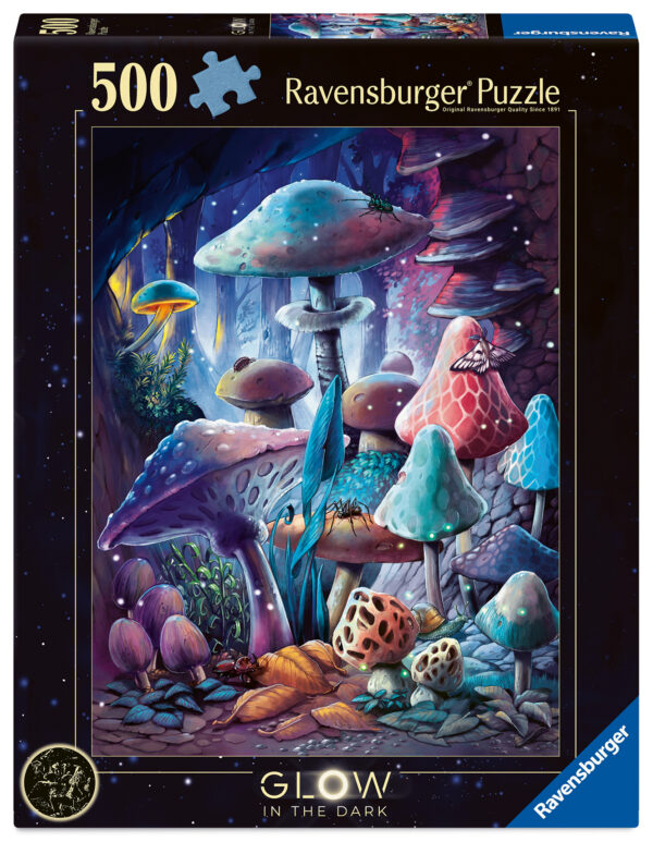 Ravensburger Glow In The Dark Puzzle 500 Pieces: Moonlight Mushrooms