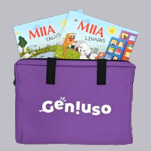 Geniuso MIIA rääkivad raamatud "Talus", "Linnas" ja kandekott