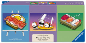 Ravensburger Puzzle 3x100 Pieces: Kawaii Breakfast, Lunch and Dinner & Easel Set